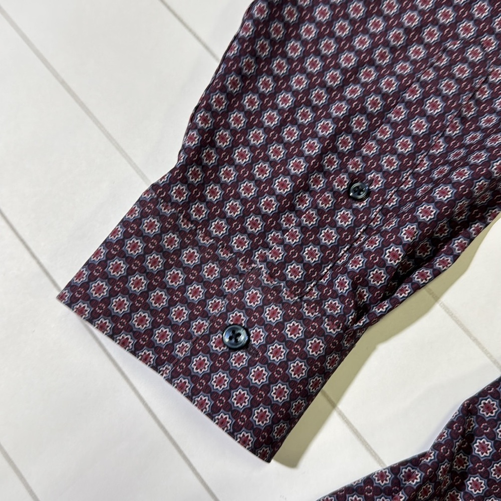 7 Diamonds mens XL purple floral print 4 way stretch performance button up shirt - Picture 3 of 4